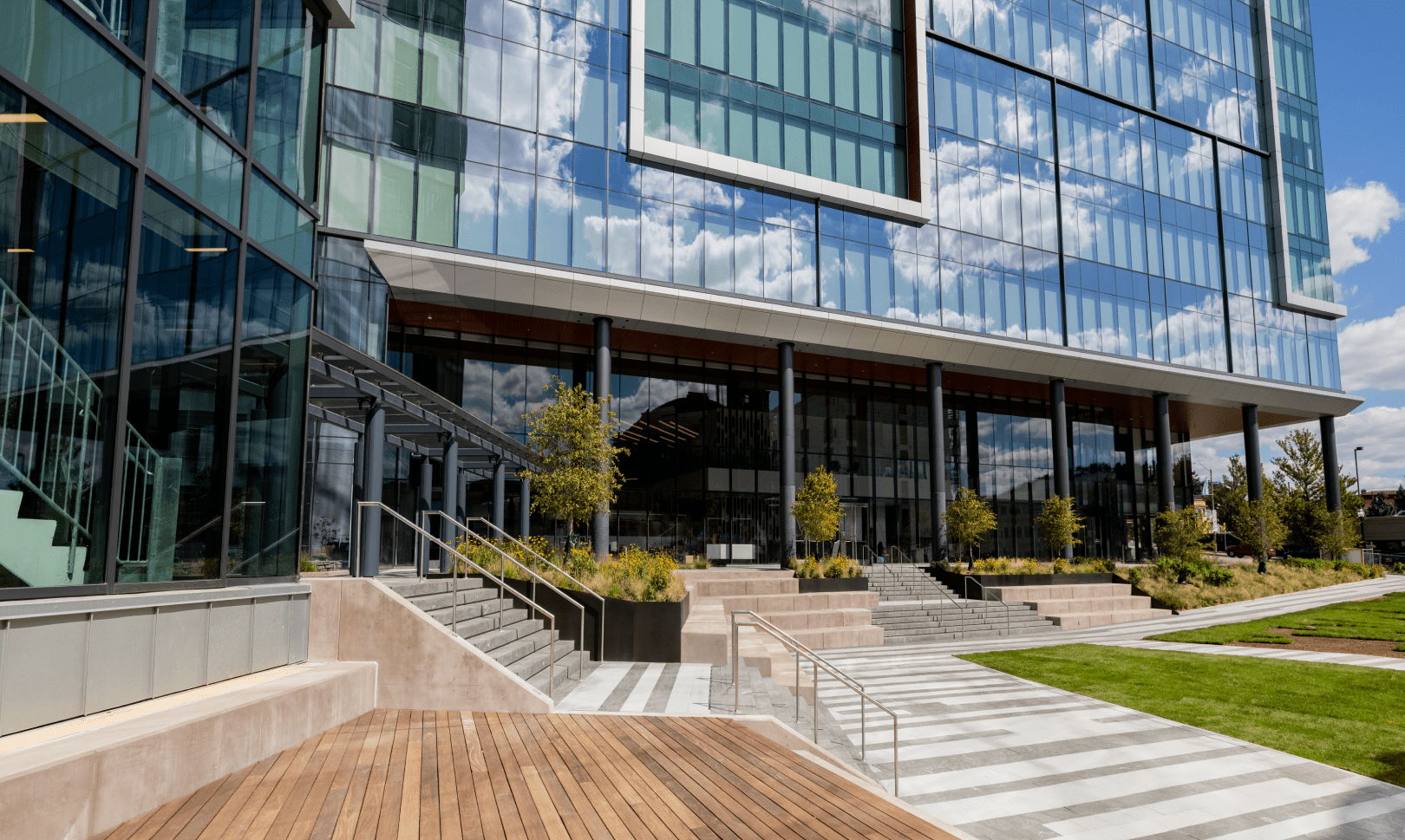 The front steps and patio area of Cencora's corporate headquarters.