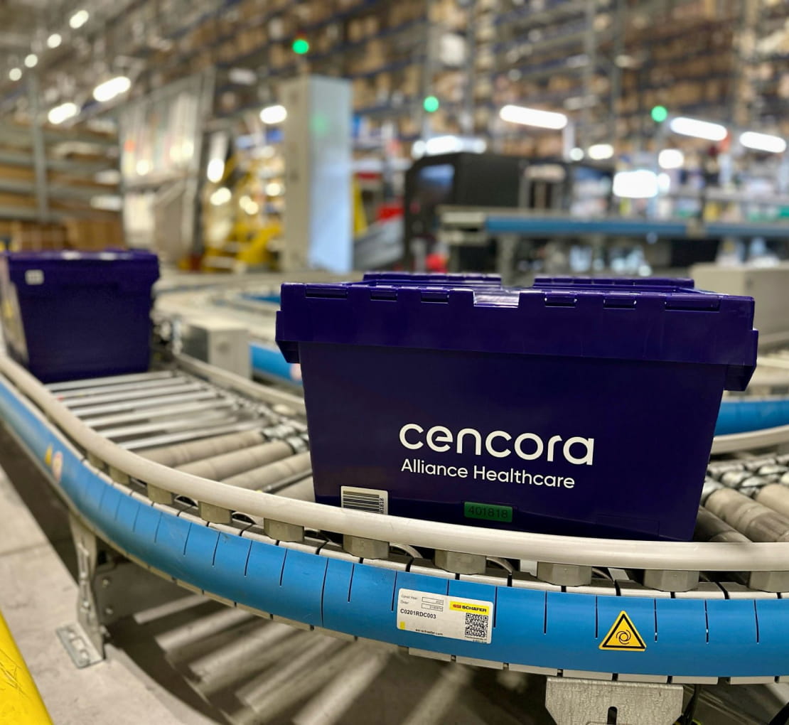 Warehouse belt with box that says Cencora